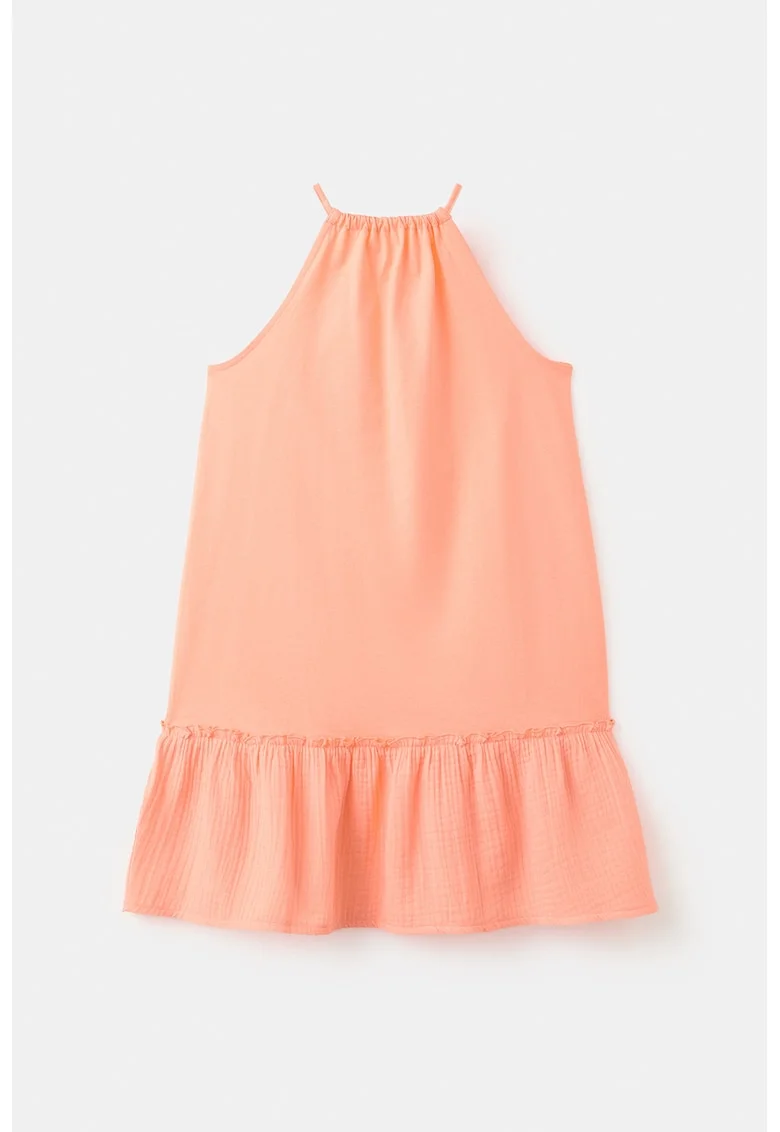 Rochie eavzata din bumbac, Portocaliu pal