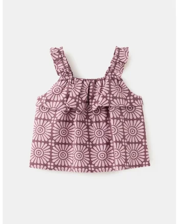 Top cu model si decolteu cu volane, Violet