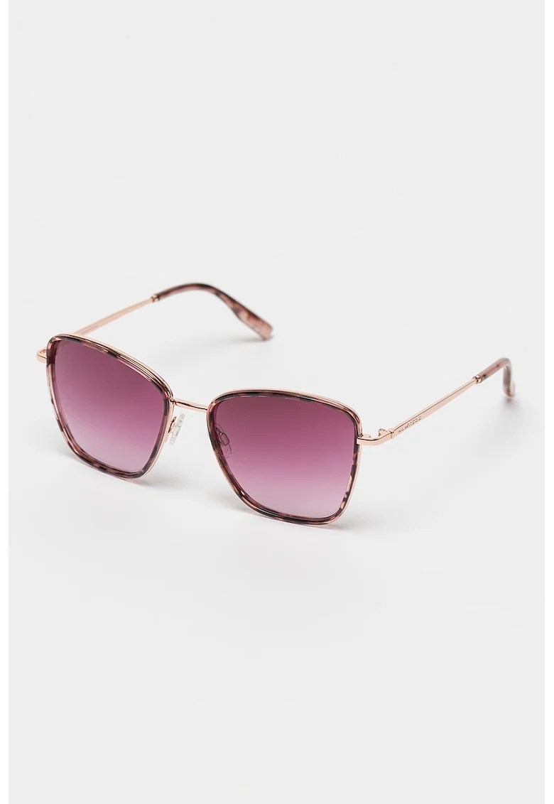 Ochelari de soare cat-eye unisex cu lentile in degrade, Auriu rose