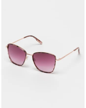 Ochelari de soare cat-eye unisex cu lentile in degrade, Auriu rose