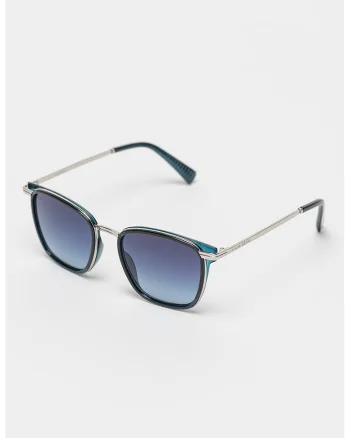 Ochelari de soare patrati unisex cu lentile in degrade, Negru/Argintiu