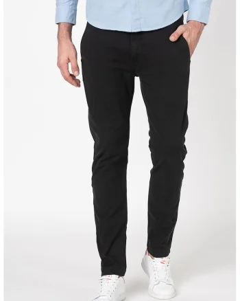Pantaloni chino slim fit cu croiala conica, Negru