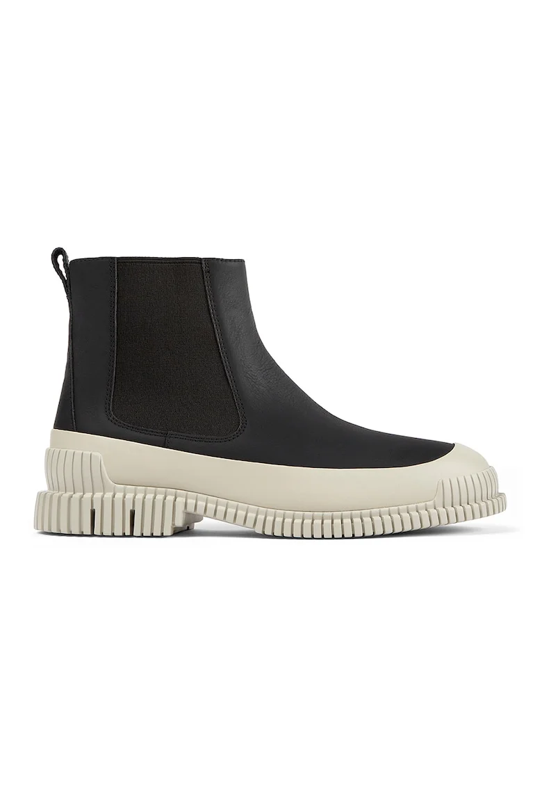 Ghete Chelsea din piele cu aspect masiv, Negru