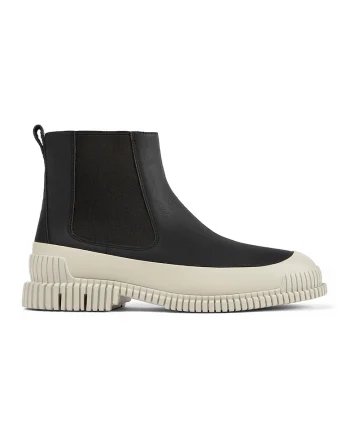 Ghete Chelsea din piele cu aspect masiv, Negru