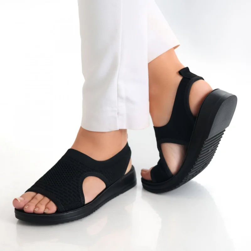 Sandale dama fara toc Negre din Textil Ortena