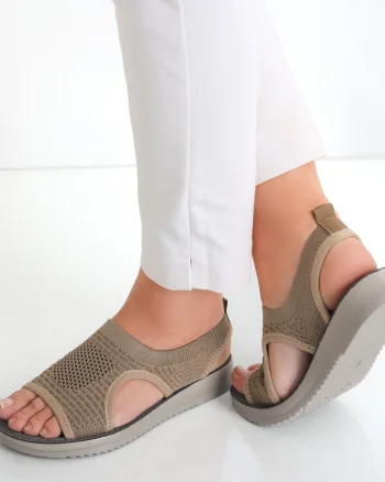 Sandale dama fara toc Kaki din Textil Ortena
