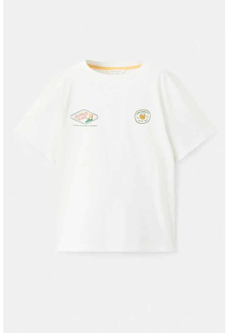 Tricou din bumbac cu imprimeu pe piept, Alb