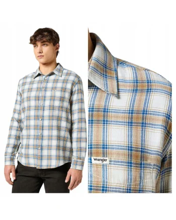 Camasa Barbati,  1PKT Indigo Shirt, Regular Fit, Design Clasic, Maneci Lungi, Cu Guler, Cu Nasturi, Bumbac, Multicolor, Alb