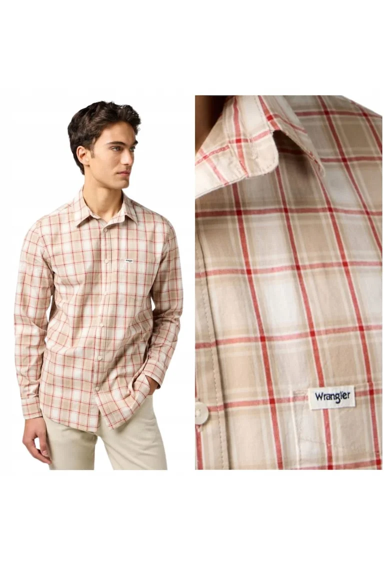 Camasa Barbati,  1 Pkt Shirt, Regular Fit, Cu Cu Nasturi, Design Cladwqfsic, Maneci Lungi, Bumbac, Bej