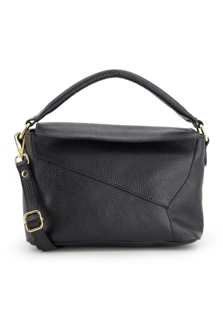 Geanta de umar,  piele naturala, neagra, 15x24x11cm, cu bretea detasabila