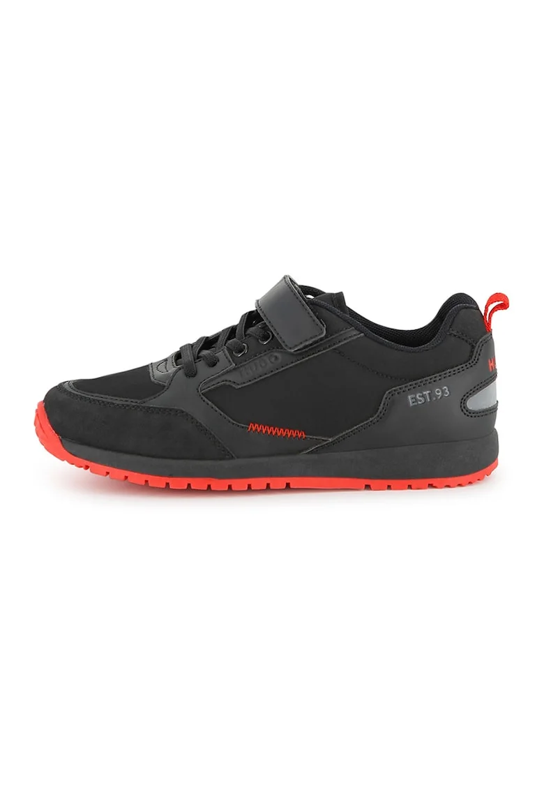 Pantofi sport low-cut cu velcro, Rosu/Negru