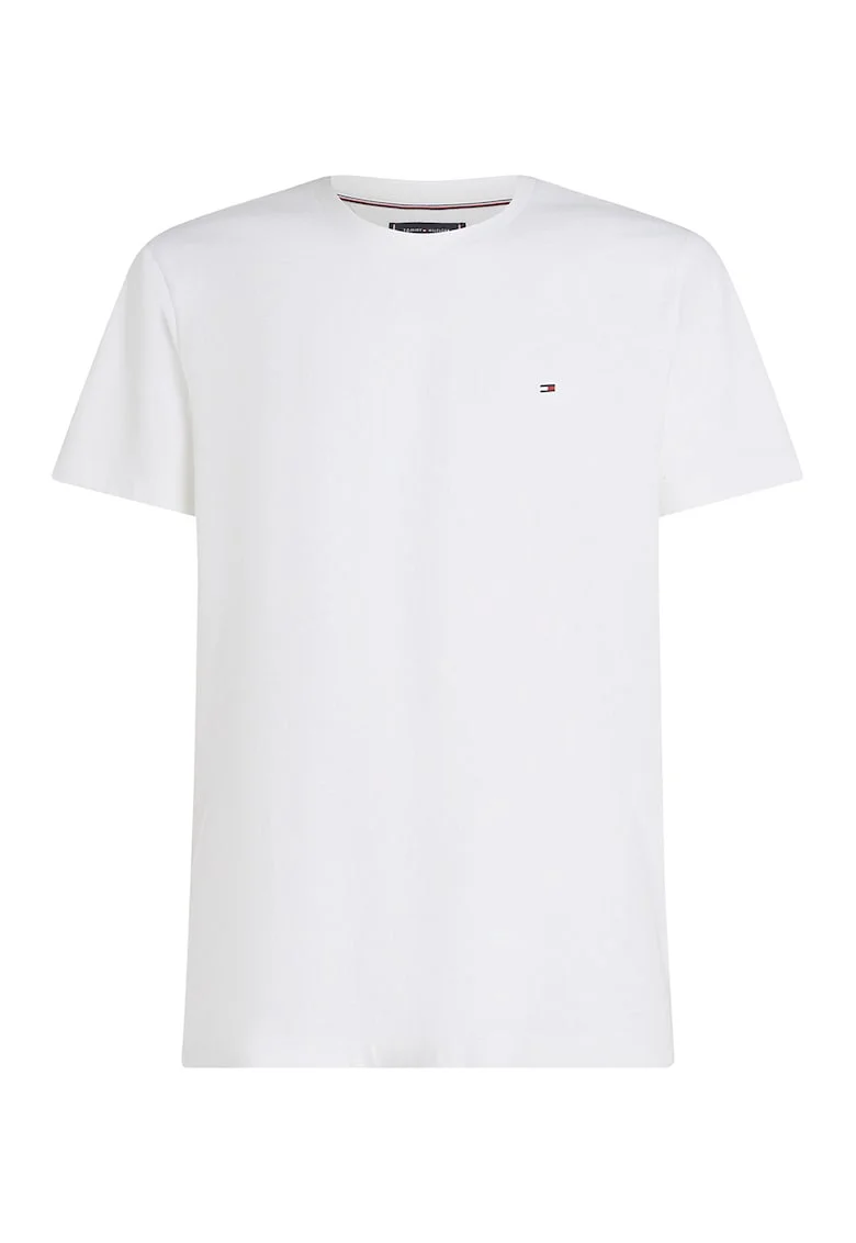 Tricou de bumbac cu decolteu la baza gatului, Alb optic