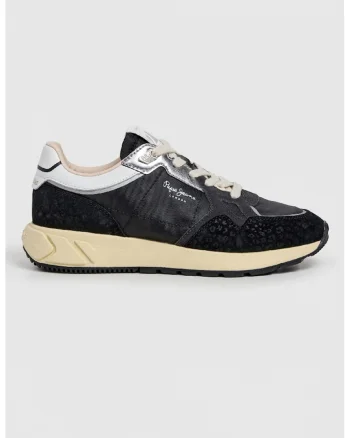Pantofi sport din piele intoarsa si material textil cu animal print, Gri deschis/Negru stins/Gri antracit