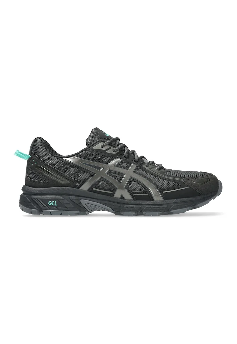 Pantofi sport din plasa cu garnituri din material sintetic Gel-Venture 6, Negru/Argintiu