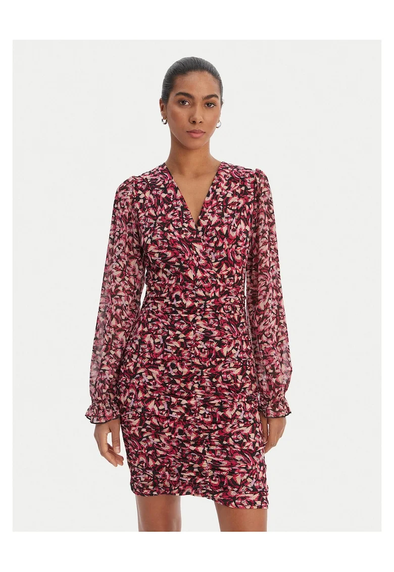 Rochie casual,  poliester, roz, 95% poliester, 5% elastan