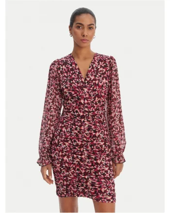 Rochie casual,  poliester, roz, 95% poliester, 5% elastan