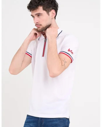 Tricou polo cu fermoar scurt
