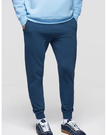 Pantaloni de trening din bumbac cu snururi de ajustare, Albastru inchis