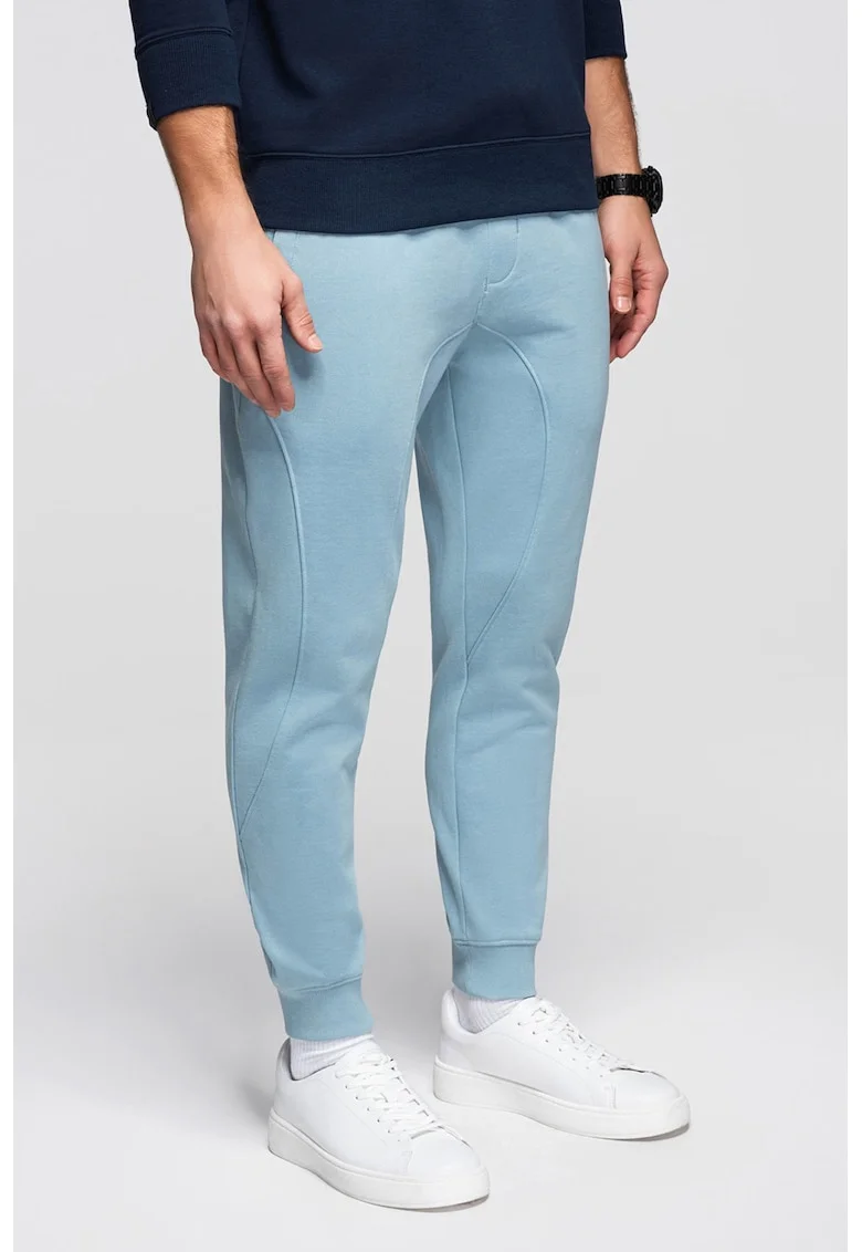 Pantaloni de trening din bumbac cu snururi de ajustare, Albastru prafuit
