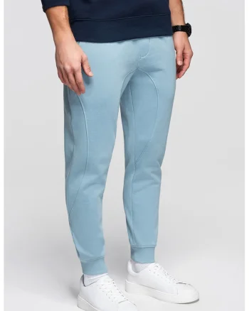 Pantaloni de trening din bumbac cu snururi de ajustare, Albastru prafuit