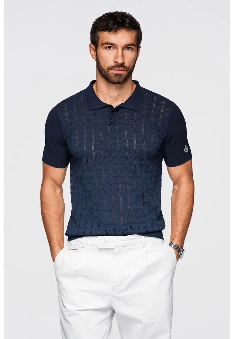 Tricou polo slim fit, Bleumarin