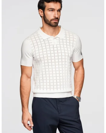 Tricou polo slim fit, Alb