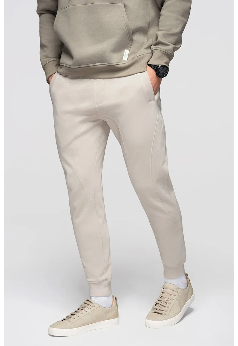 Pantaloni de trening din bumbac cu snururi de ajustare, Gri deschis
