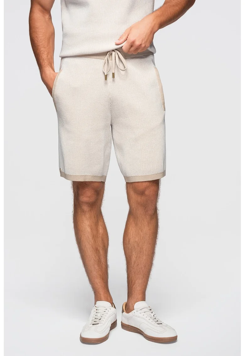 Pantaloni scurti texturati cu snur de ajustare, Bej deschis