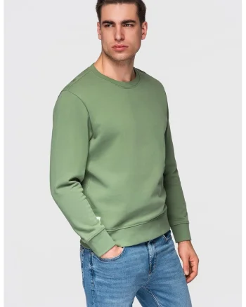 Bluza de trening din bumbac cu decolteu la baza gatului, Verde