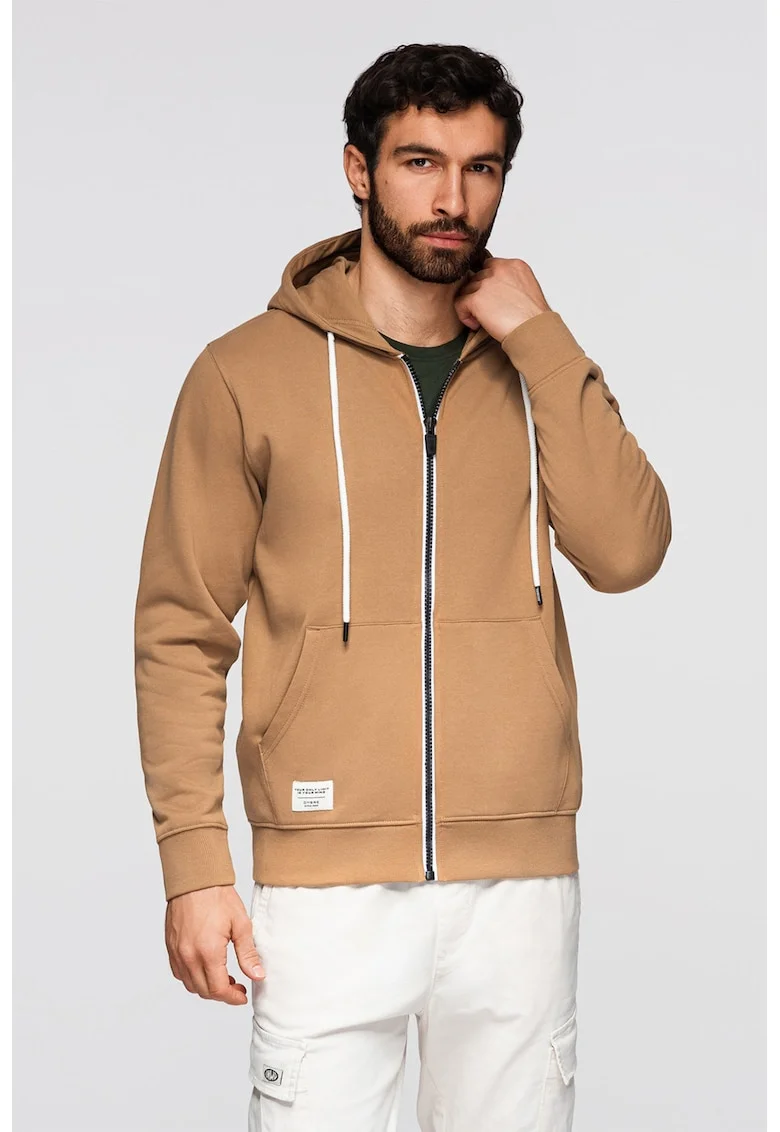 Hanorac regular fit cu buzunare, Maro camel