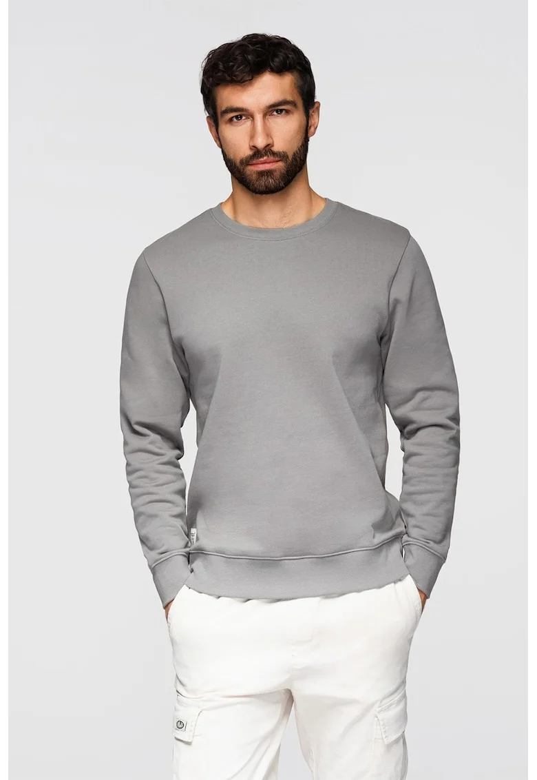 Bluza de trening din bumbac cu decolteu la baza gatului, Gri