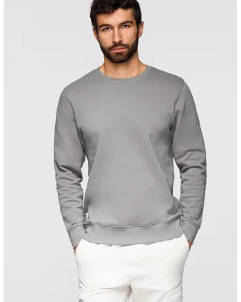 Bluza de trening din bumbac cu decolteu la baza gatului, Gri