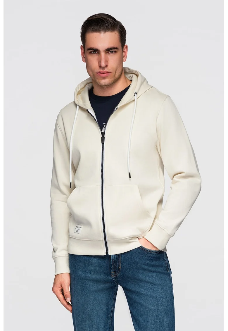 Hanorac regular fit cu buzunare, Crem