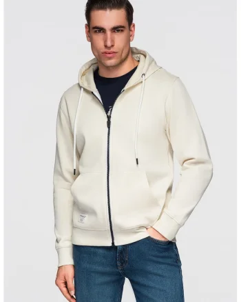 Hanorac regular fit cu buzunare, Crem