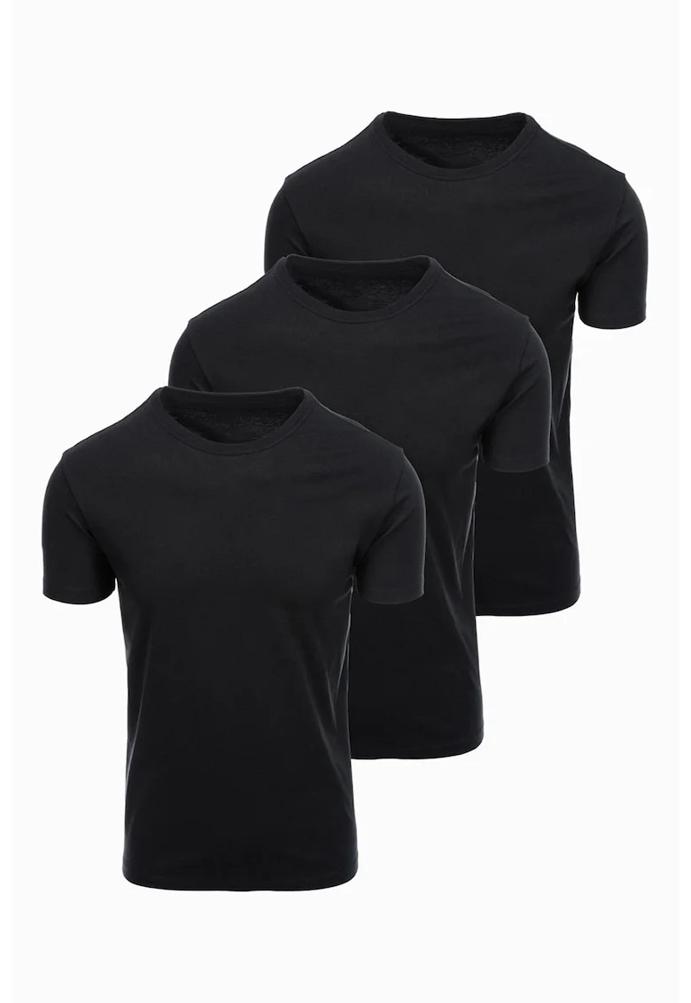 Set de tricouri regular fit din bumbac - 3 piese, Negru
