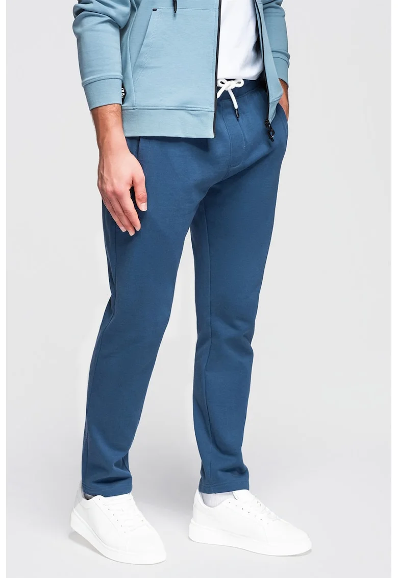 Pantaloni de trening din bumbac cu croiala conica Pabs, Albastru