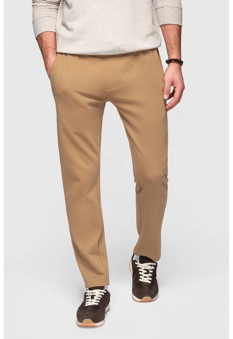 Pantaloni de trening din bumbac cu croiala conica Pabs, Maro camel