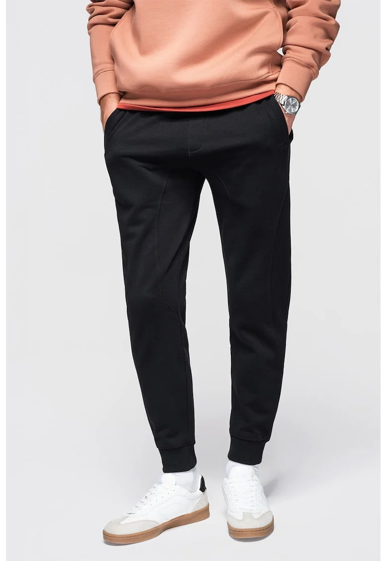 Pantaloni de trening din bumbac cu snururi de ajustare, Negru