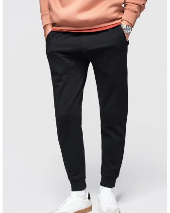 Pantaloni de trening din bumbac cu snururi de ajustare, Negru