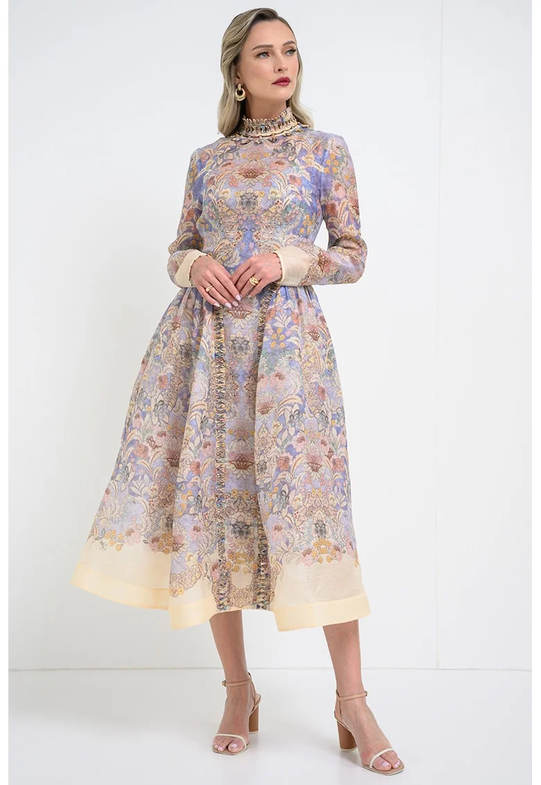 Rochie midi evazata, Multicolor
