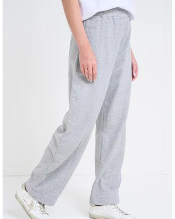 Pantaloni de trening cu croiala ampla si talie elastica, Gri inchis melange