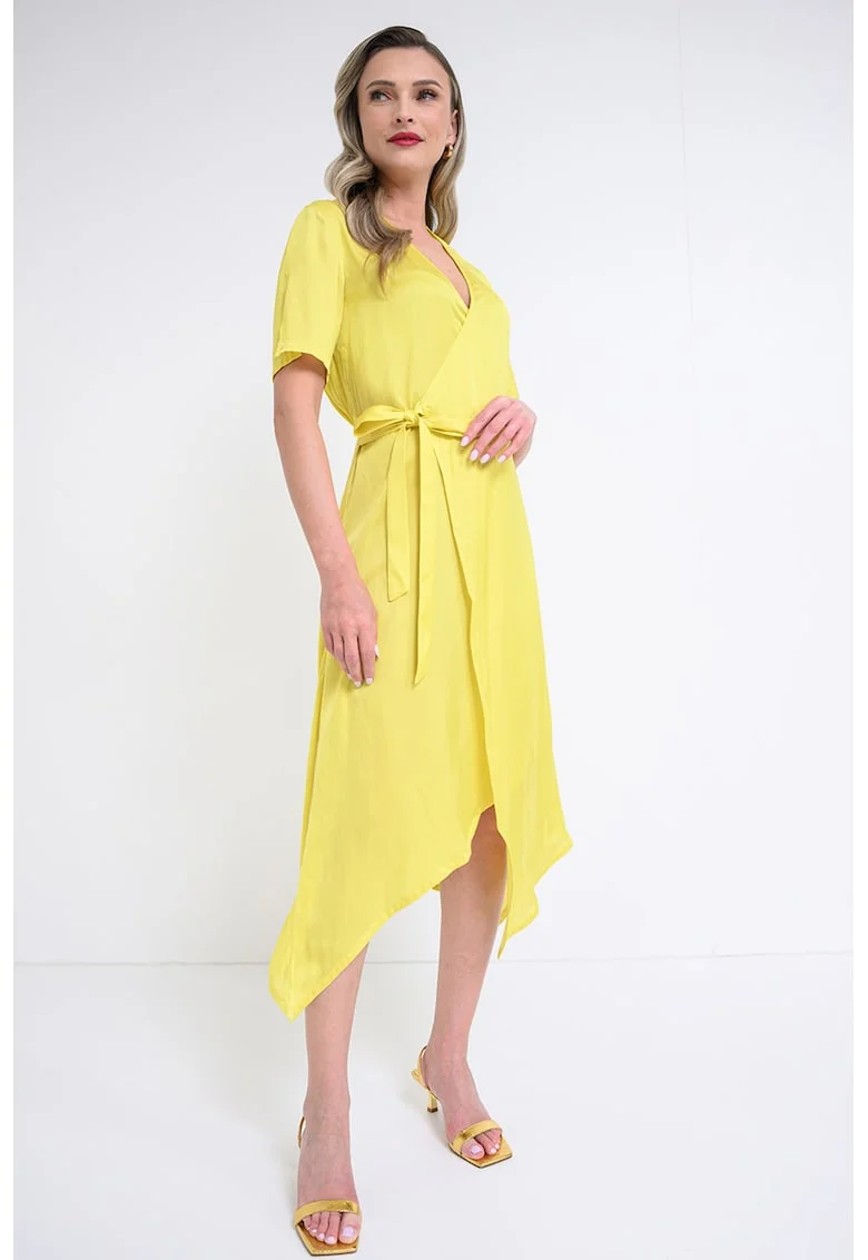 Rochie petrecuta cu decolteu in V Reforme, Galben sofran
