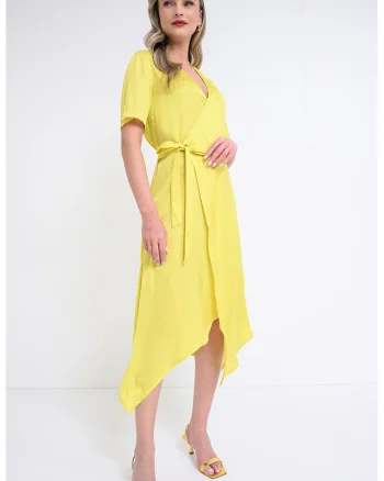 Rochie petrecuta cu decolteu in V Reforme, Galben sofran