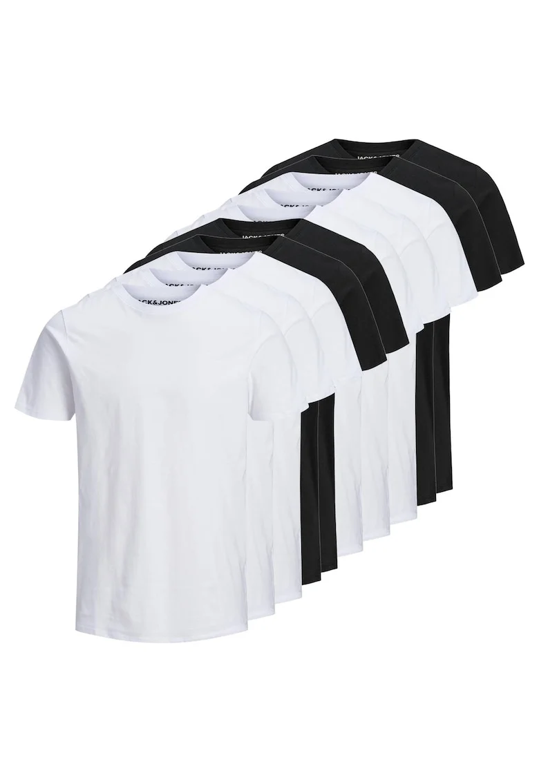 Set de tricou uni din bumbac organic - 10 perechi, Alb/Negru