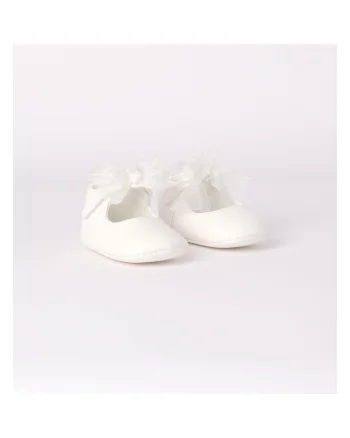 Pantofi cu fundita organza bebe fetita,  4.7043, Natur