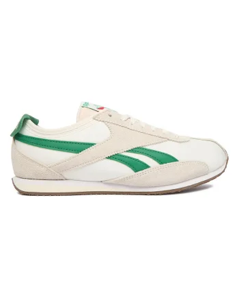 Tenisi dama,  material textil, alb cu dungi verzi, stil sportiv, Alb