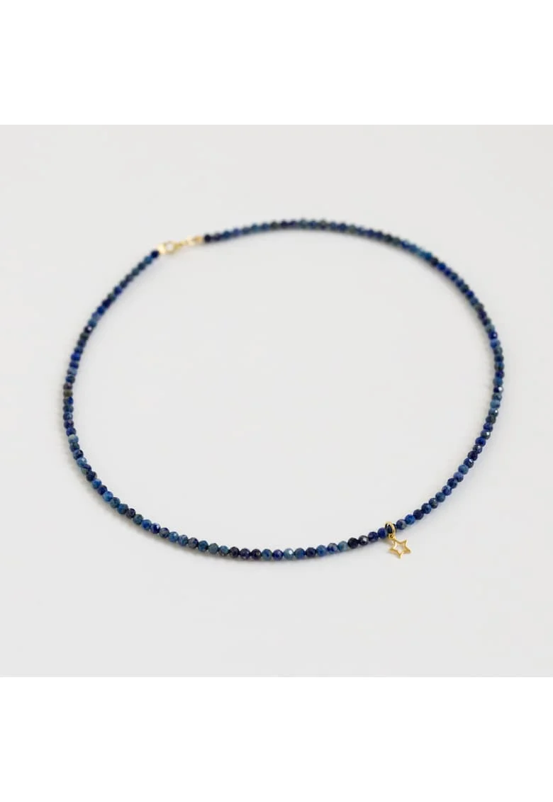 Colier realizat din pietre semipretioase lapis lazuli, accesorii argint925 placat cu aur