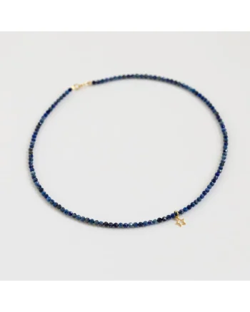 Colier realizat din pietre semipretioase lapis lazuli, accesorii argint925 placat cu aur