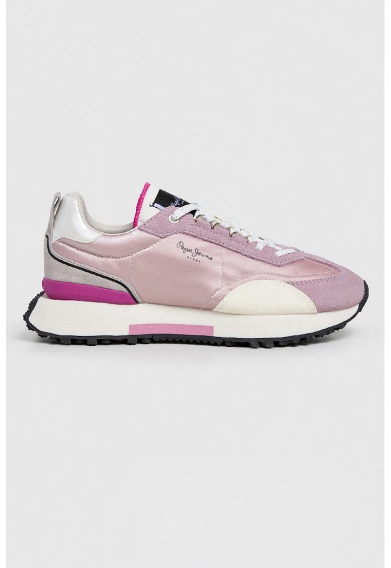 Pantofi sport low-cut cu insertii de material sintetic si garnituri de piele intoarsa, Fucsia/Roz pastel/Roz fandango/Alb murdar