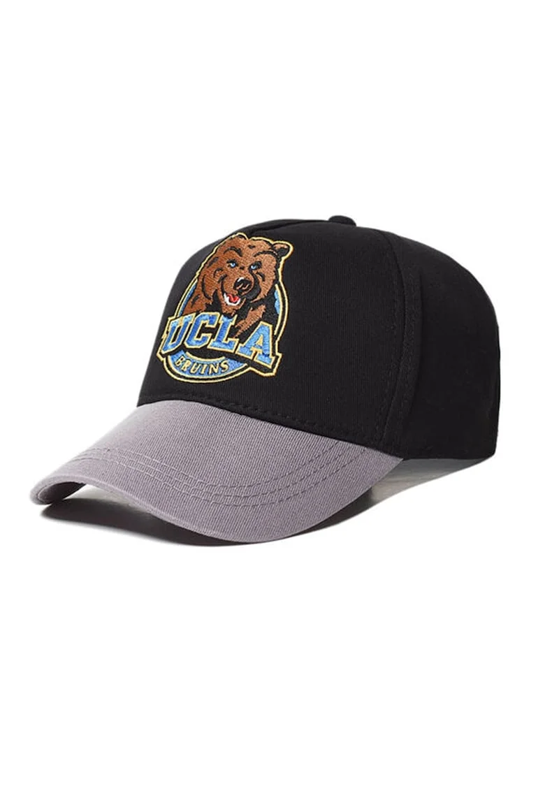 Sapca unisex cu aplicatie logo, pentru baseball Bruins, Negru/Gri cenusiu/Albastru deschis